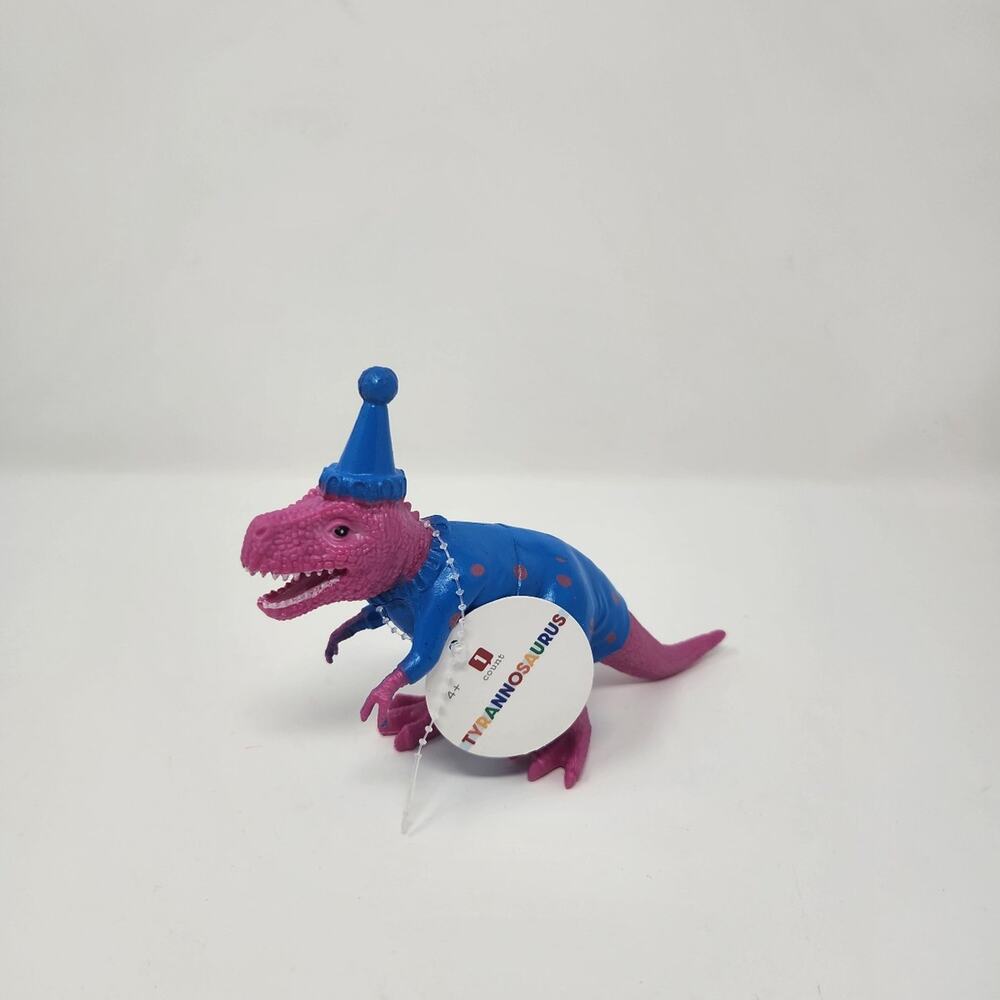 Party Hat Birthday Dinosaur Pink/Blue Tyrannosaurus